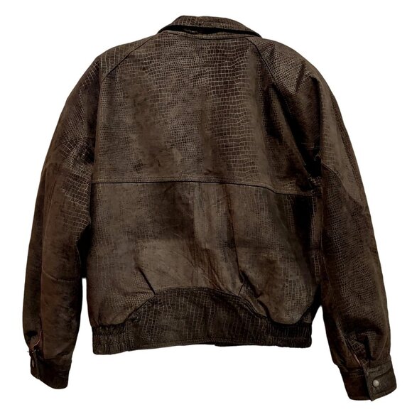 Byrnes & Baker Leather jacket Womens L black snakeskin pattern asymmetrical hips - Picture 2 of 16